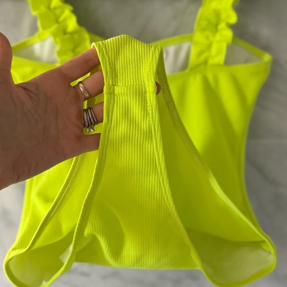 Lime Green Ruffled One Piece swimsuit size M - Picture 3 of 7